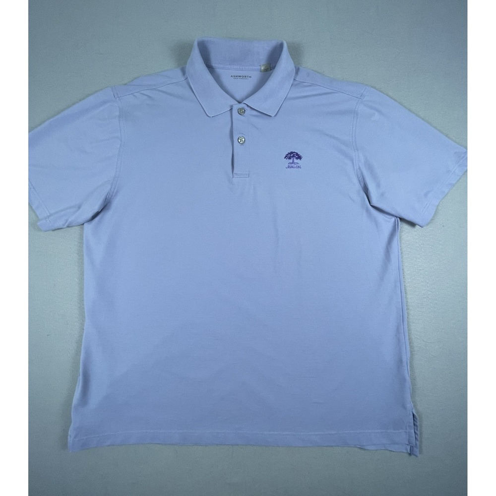 Ashworth‎ Polo Shirt Mens L Blue Avalon Golf Short Sleeve Cotton Blend Stretch